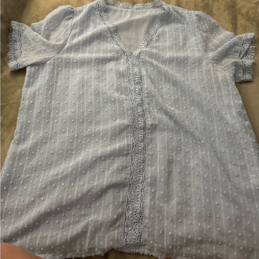 White Lace Trim Blouse